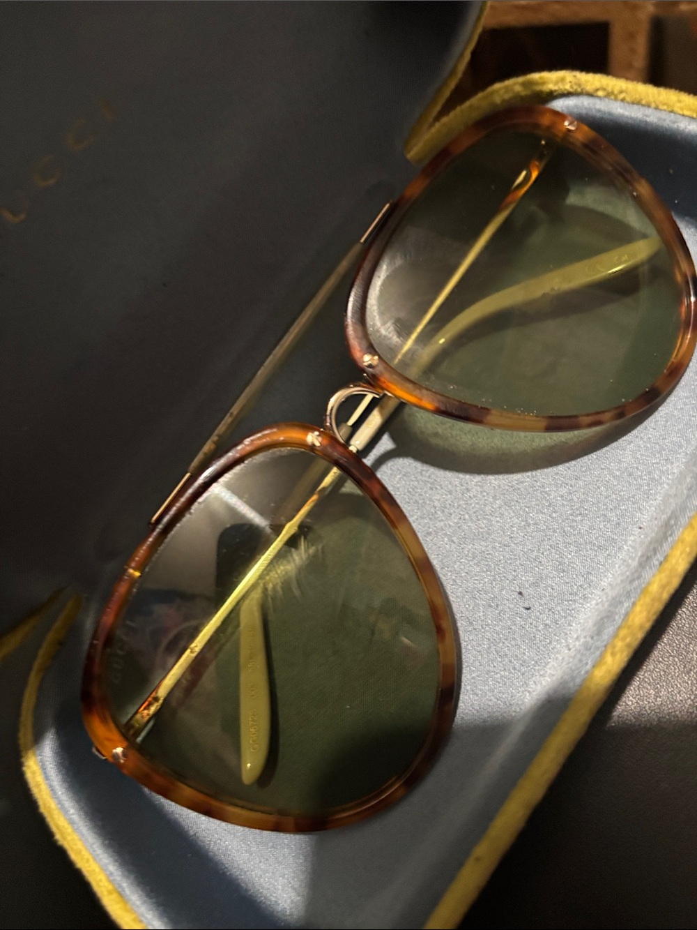 🐺🔥Gucci Tortoiseshell Aviator Sunglasses with Green Lenses🔥🐺